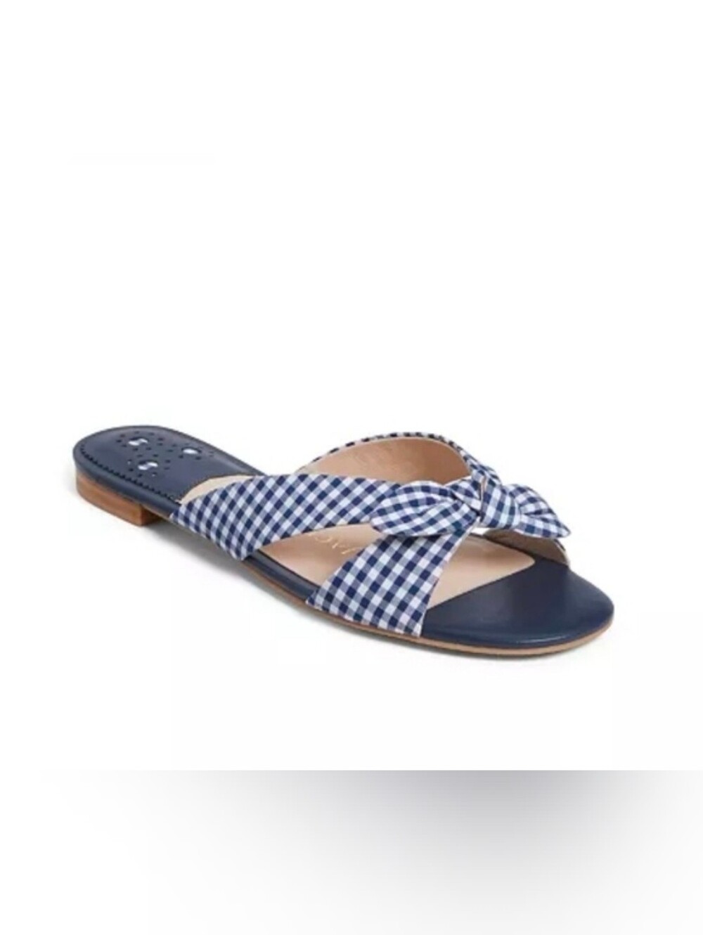 Jack Rogers Tilly Gingham Midnight Crossband Bow Slide Sandals